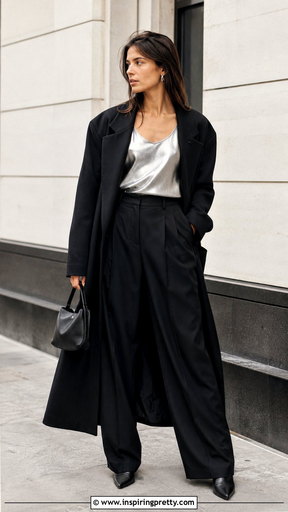 Metallic Tank Top With Black Trousers - 25 Edgy Tank Top Outfit ideas