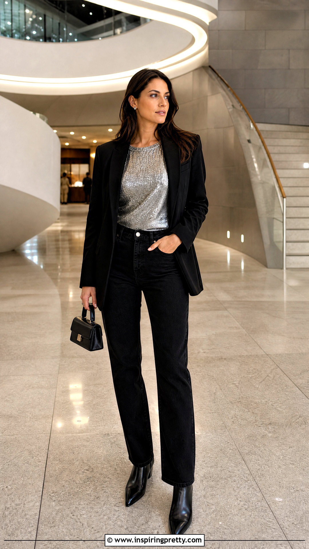 Metallic Top With Black Jeans - 50 trending tops for women