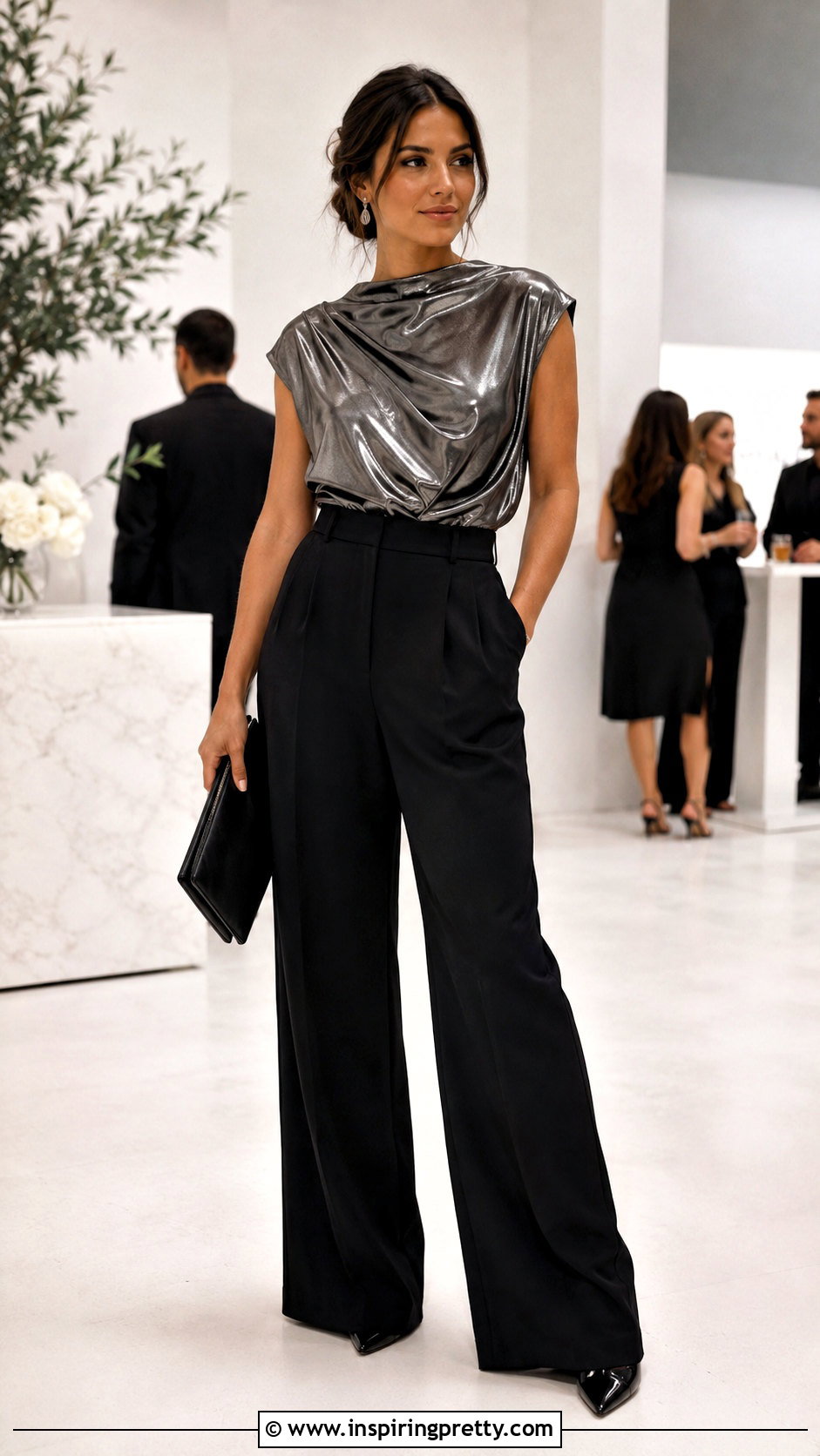 Metallic Top With Black Trousers - 50 top designs latest ideas