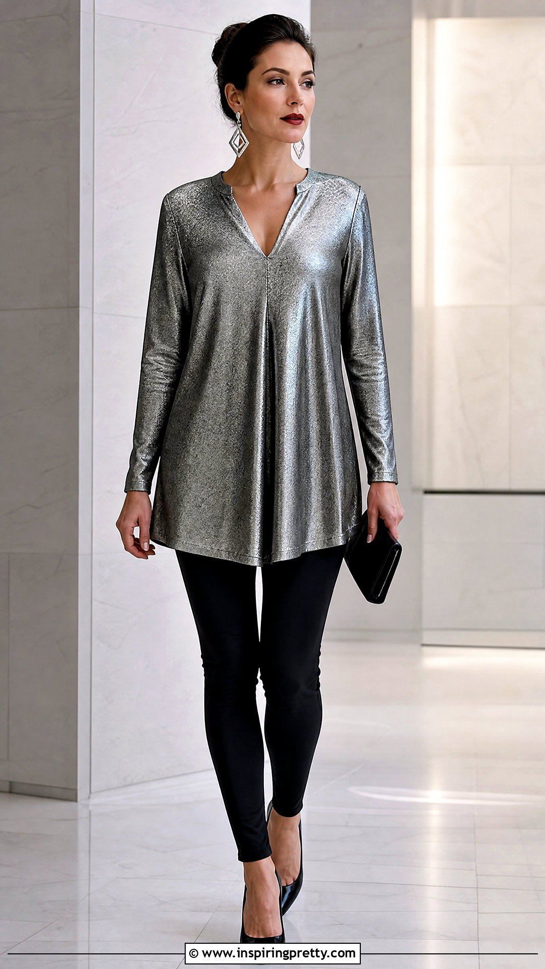 Metallic Tunic Top With Leggings - 25 dressy top with leggings