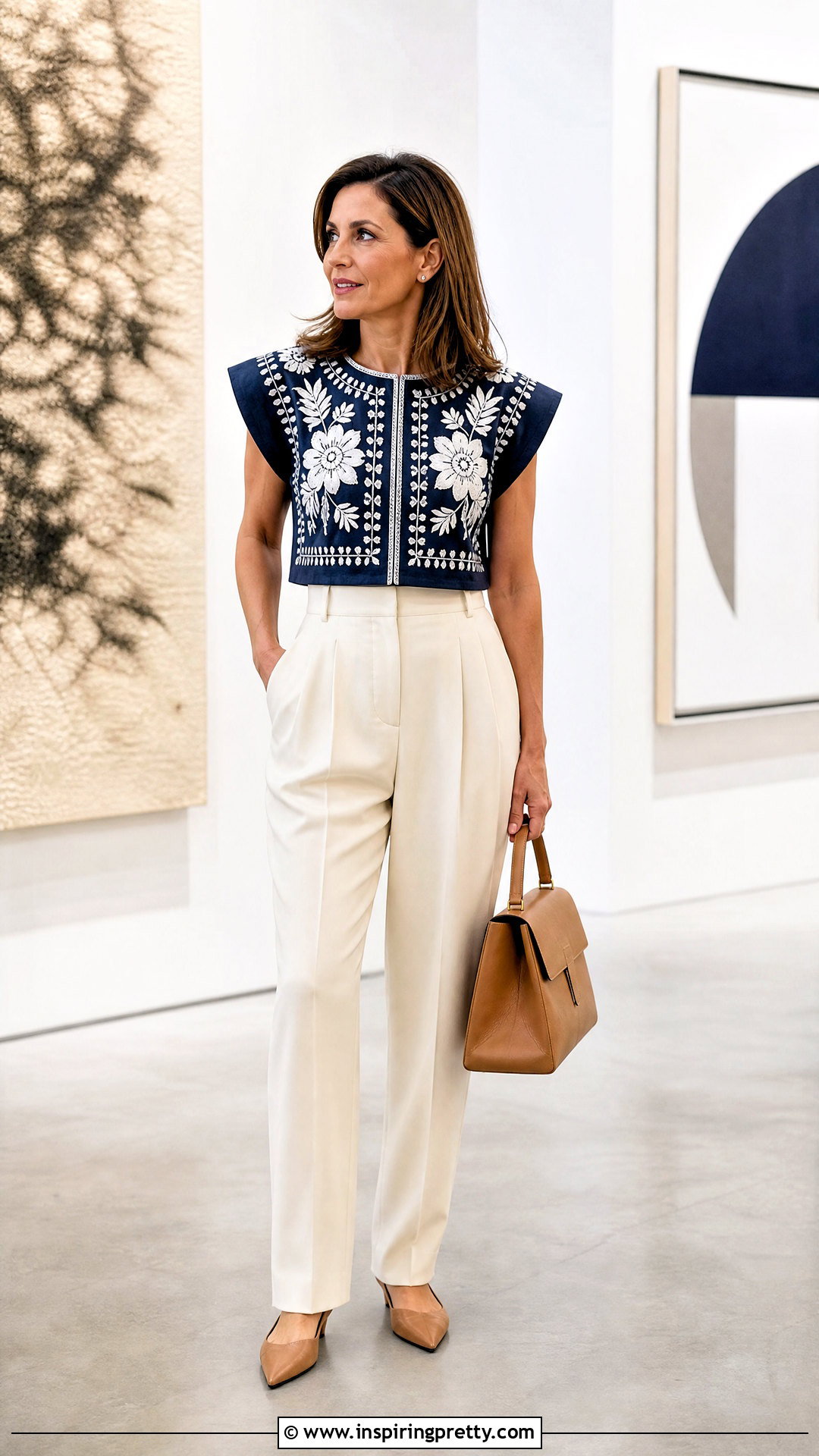 Mexican Crop Top With Tailored Trousers - 20 Mexican Style Crop Top outfit ideas