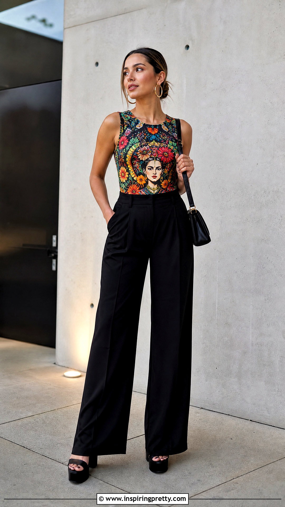 Mexican Tank Top With Black Wide Leg Pants - 25 mexican tank top outfit ideas