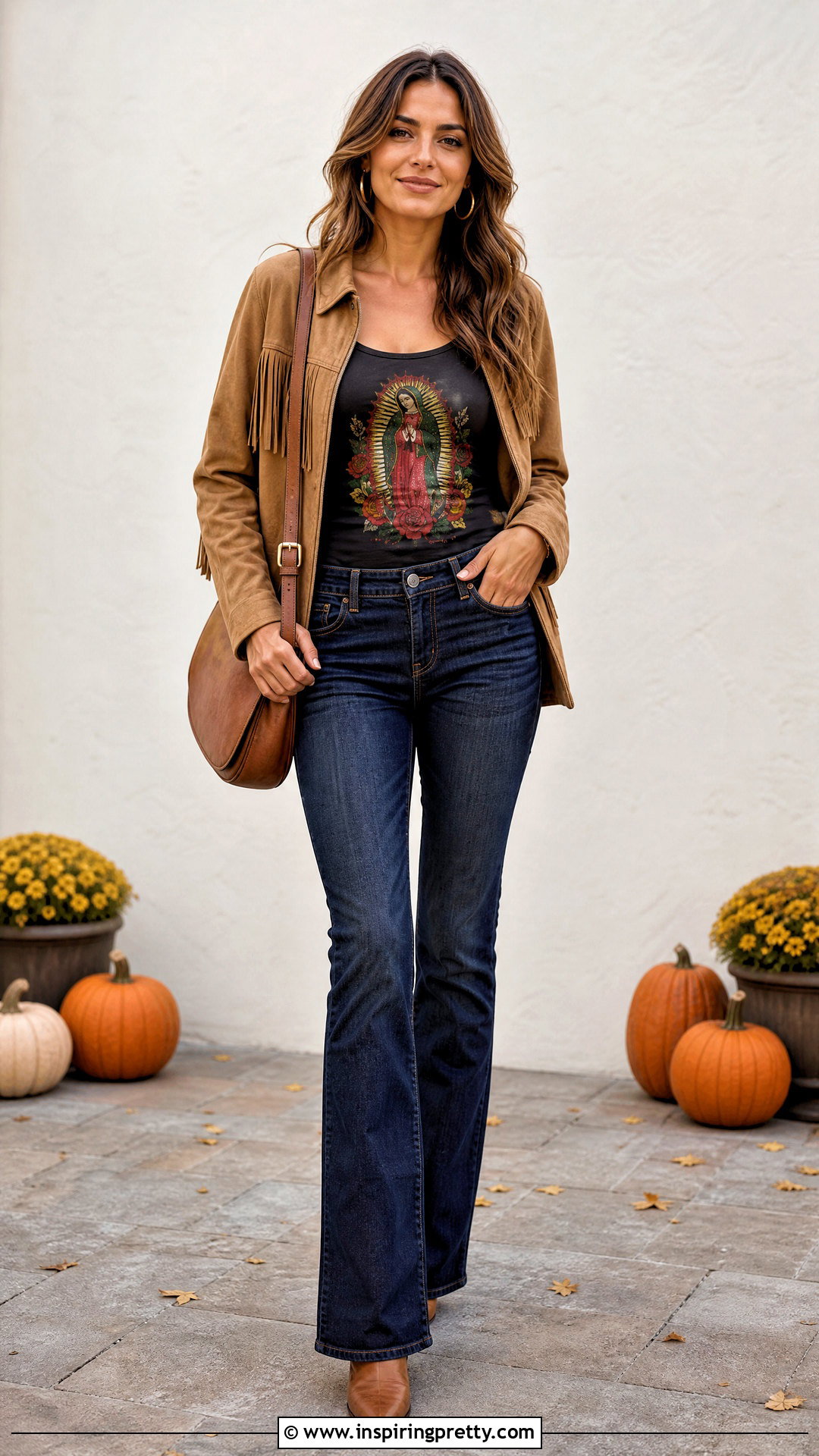 Mexican Tank Top With a Suede Fringe Jacket - 25 mexican tank top outfit ideas