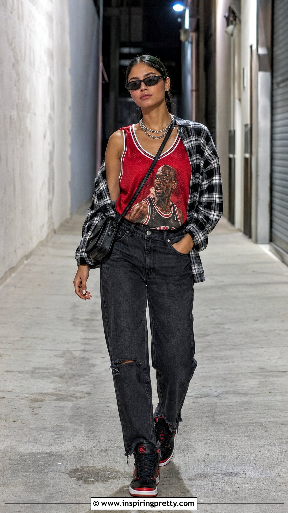 Michael Jordan Tank Top With Distressed Black Jeans - 20 michael jordan tank top outfit ideas