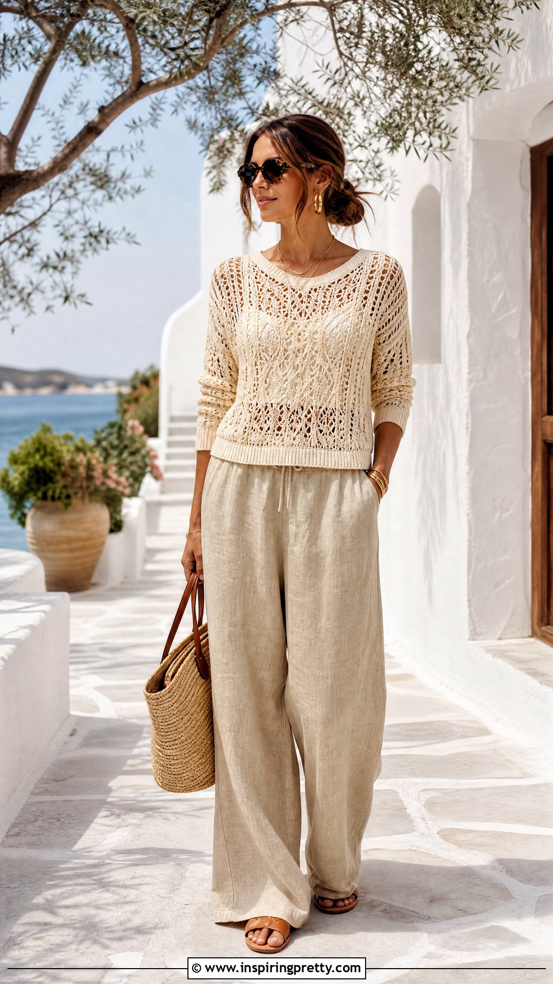 Michael Kors Crochet Top With Linen Pants - 25 michael kors tops outfit ideas