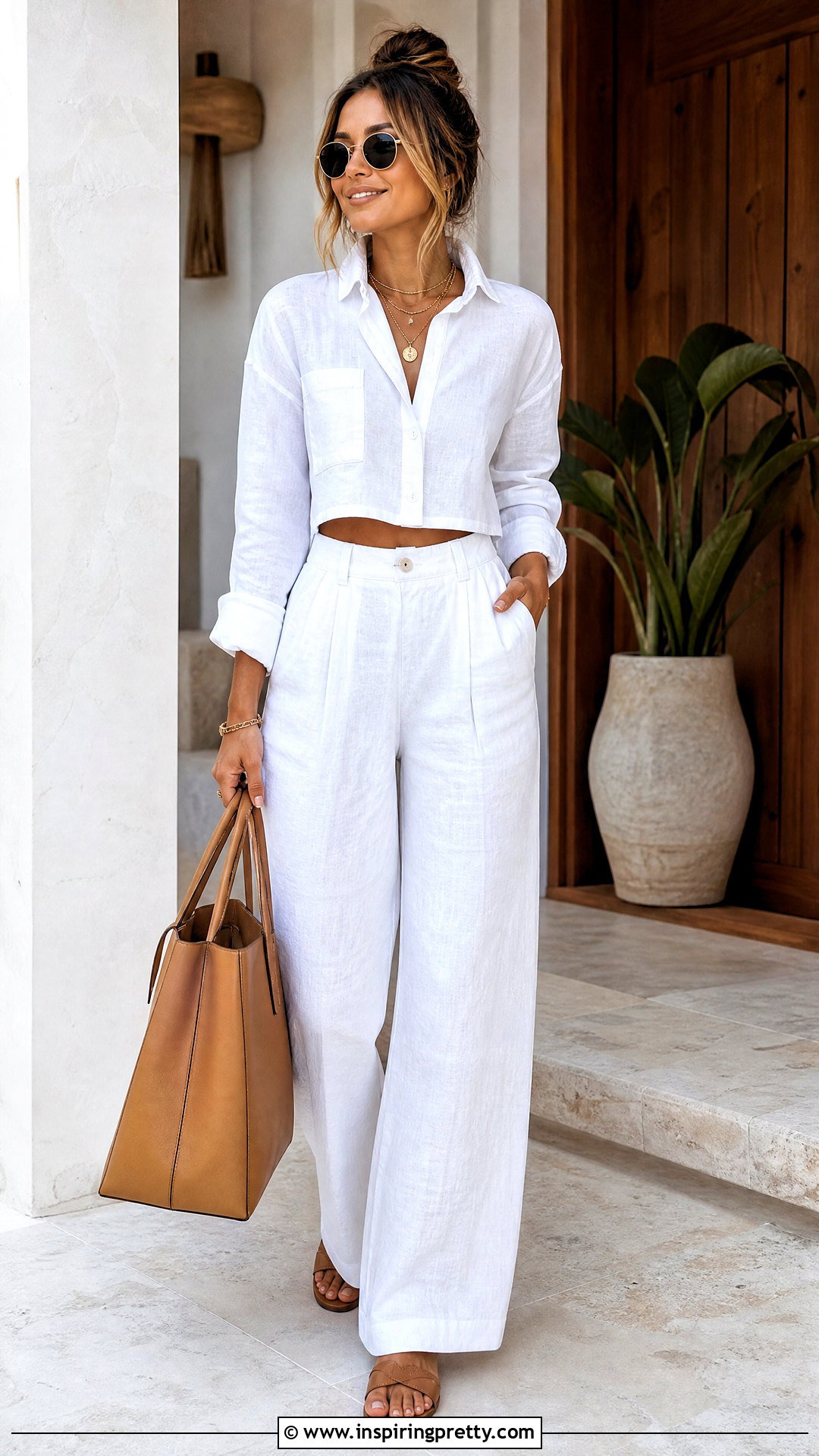Michael Kors Linen Cropped Shirt With Matching Pants - 25 michael kors tops outfit ideas