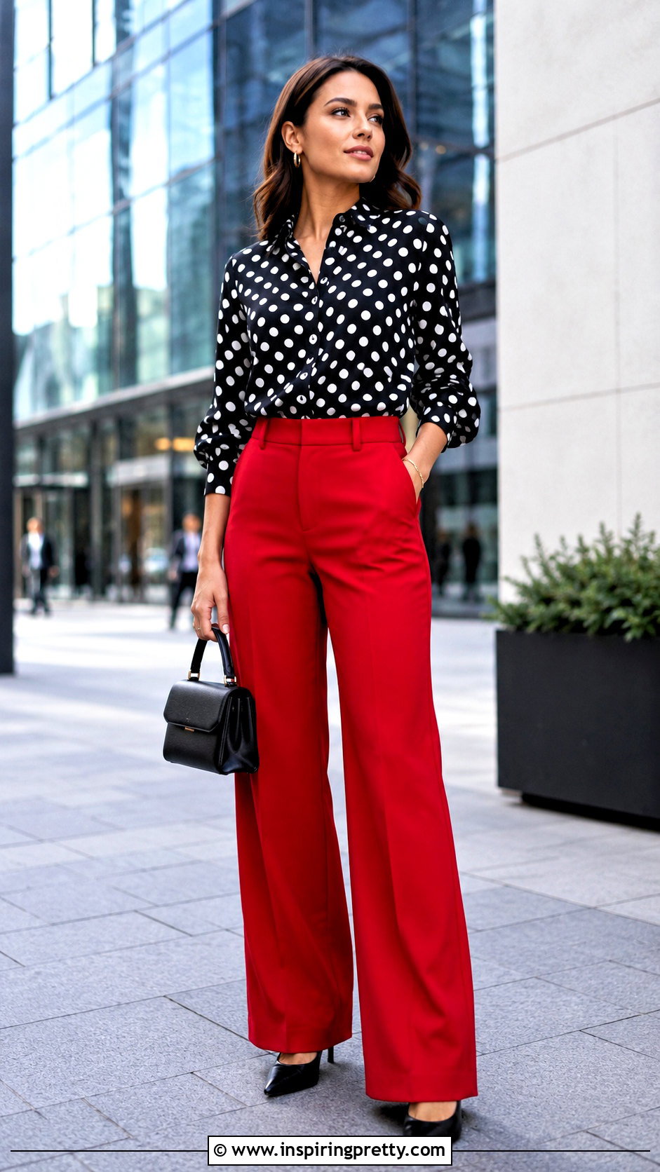 Michael Kors Polka Dot Top With Red Trousers - 20 michael kors polka dot tops