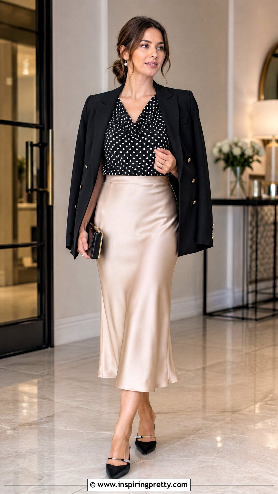 Michael Kors Polka Dot Top With Satin Midi Skirt - 20 michael kors polka dot tops