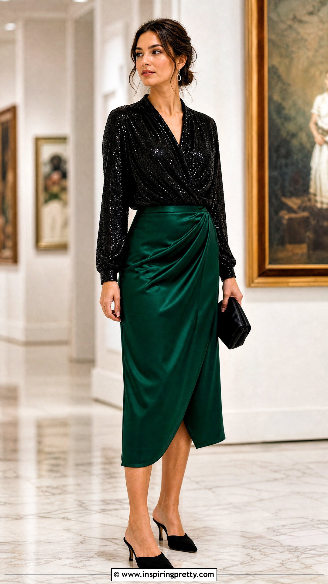 Michael Kors Sequin Blouse With Satin Midi Skirt - 20 michael kors sequin tops