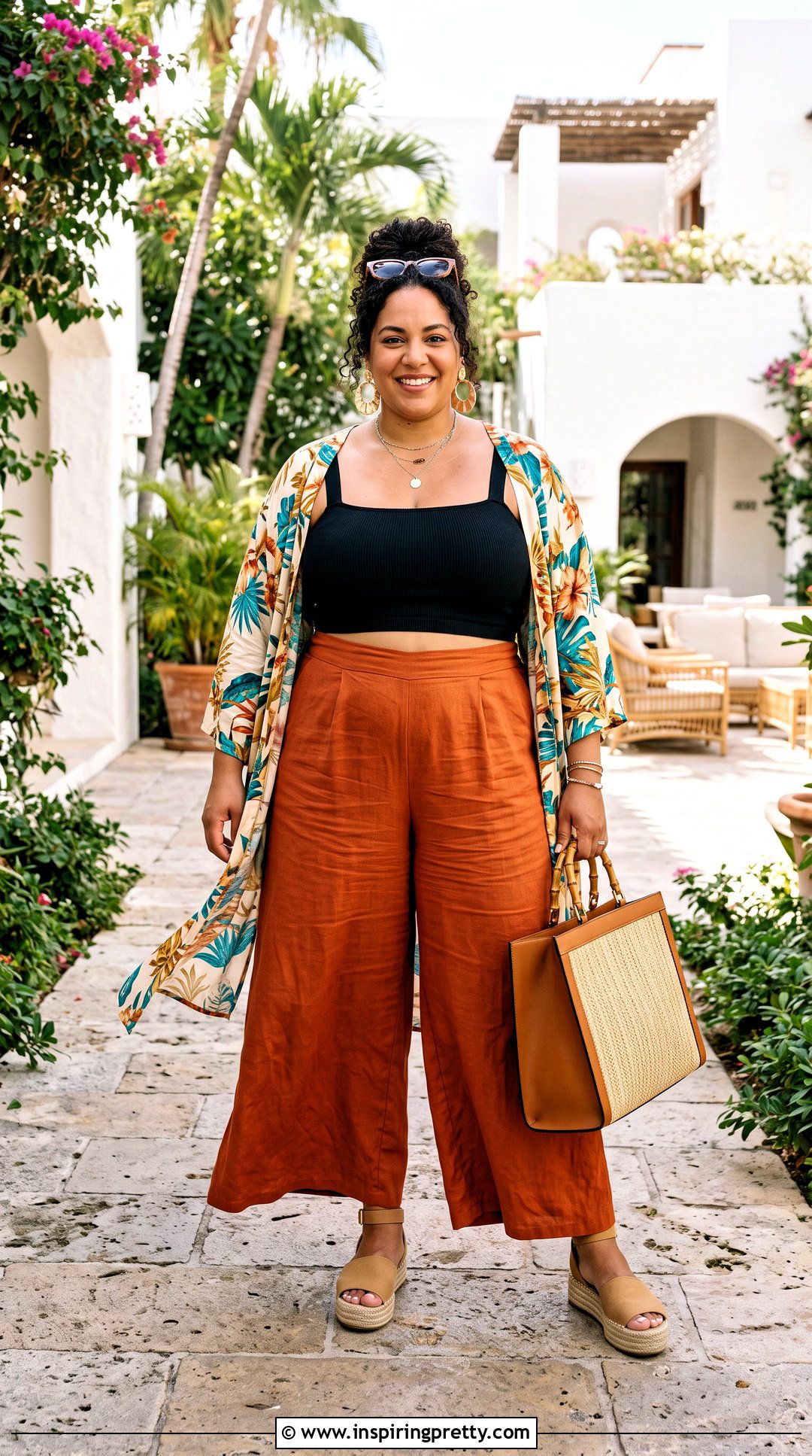 Micro Mini Top With Palazzo Pants And Kimono - 25 micro mini tops outfit ideas