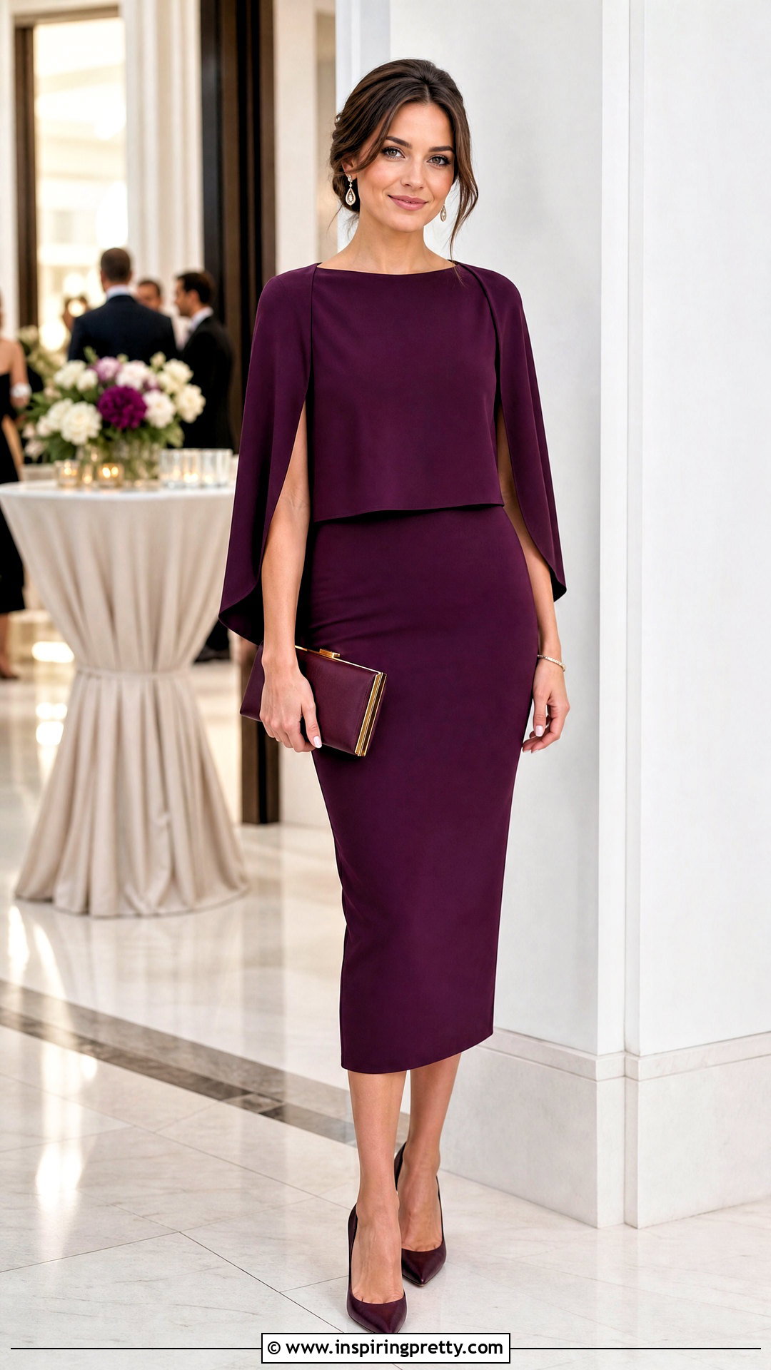 Midi Skirt And Cape Sleeve Top - 50 wedding guest skirt and top outfit ideas