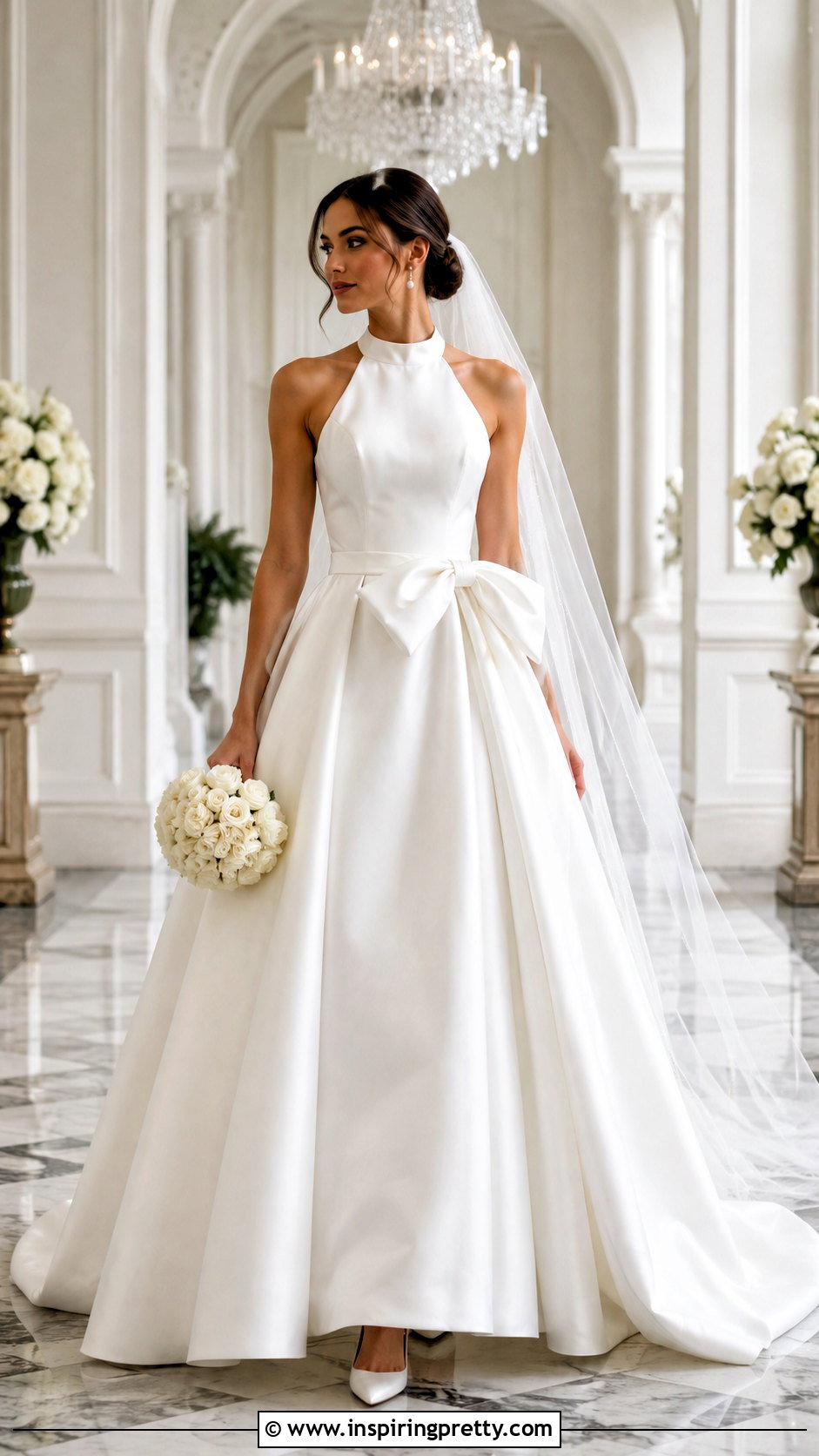 Mikado Halter Ball Gown Wedding Dress With Statement Bow - 25 Halter Top Ball Gown Wedding Dress outfit ideas