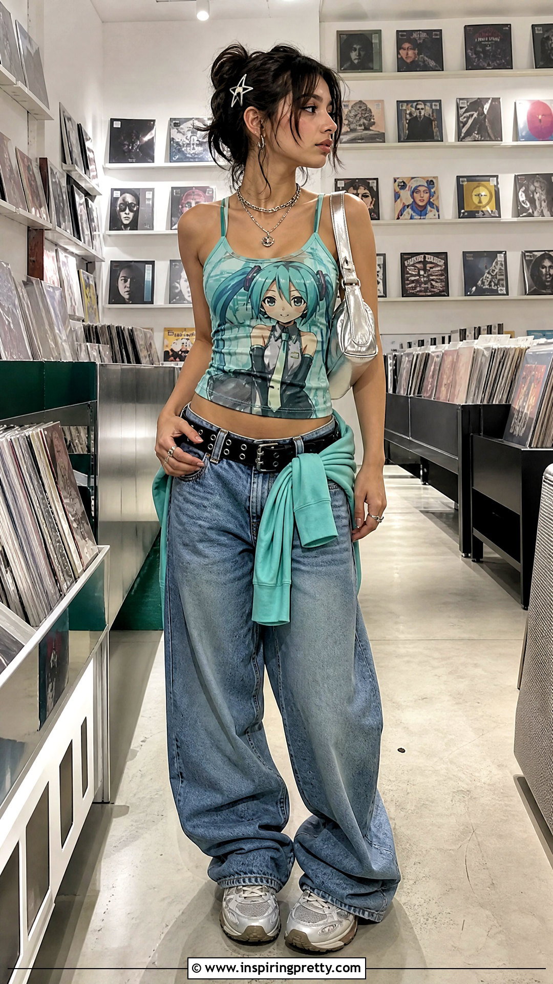 Miku Tank Top With Baggy Jeans - 25 miku tank top outfit ideas
