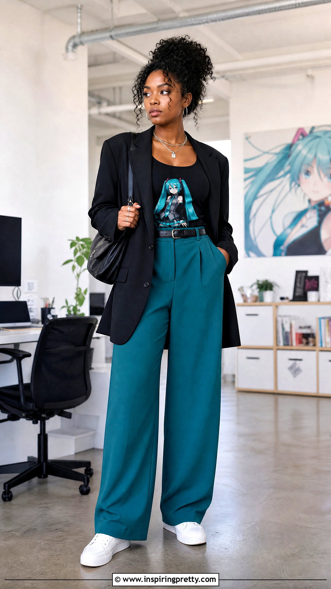 Miku Tank Top With Teal Trousers - 25 miku tank top outfit ideas