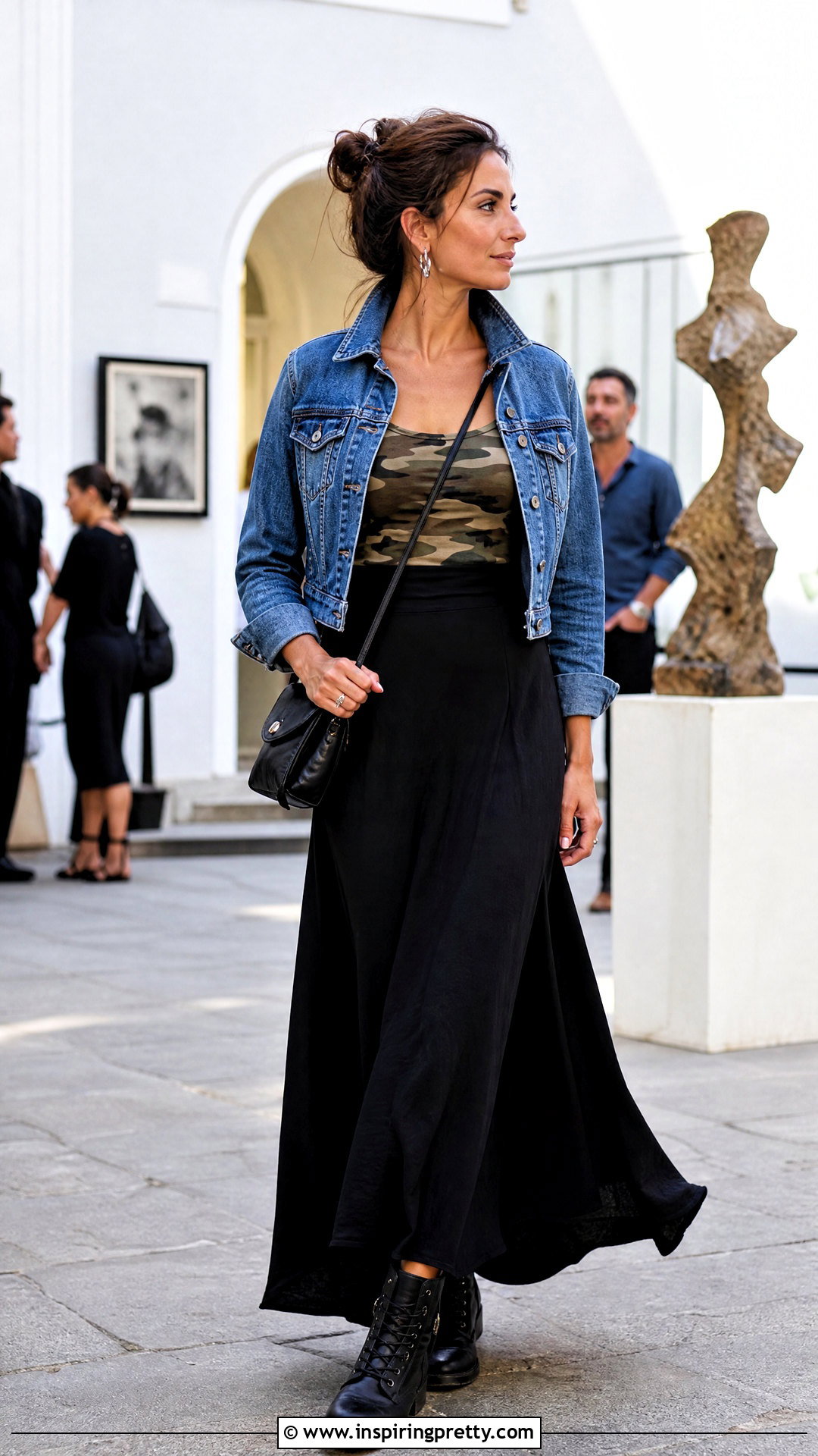 Military Tank Top With Black Maxi Skirt - 20 military tank tops outfit ideas