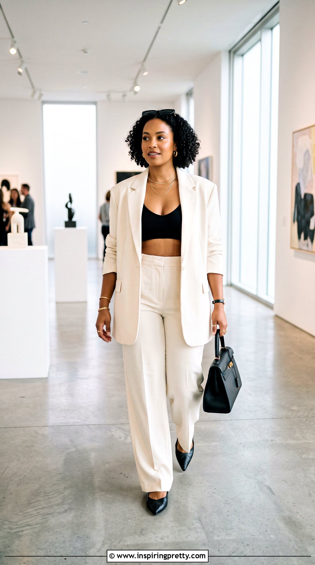 Mini Crop Top Bra With A Blazer And Trousers - 20 Mini Crop Top Bra outfit ideas