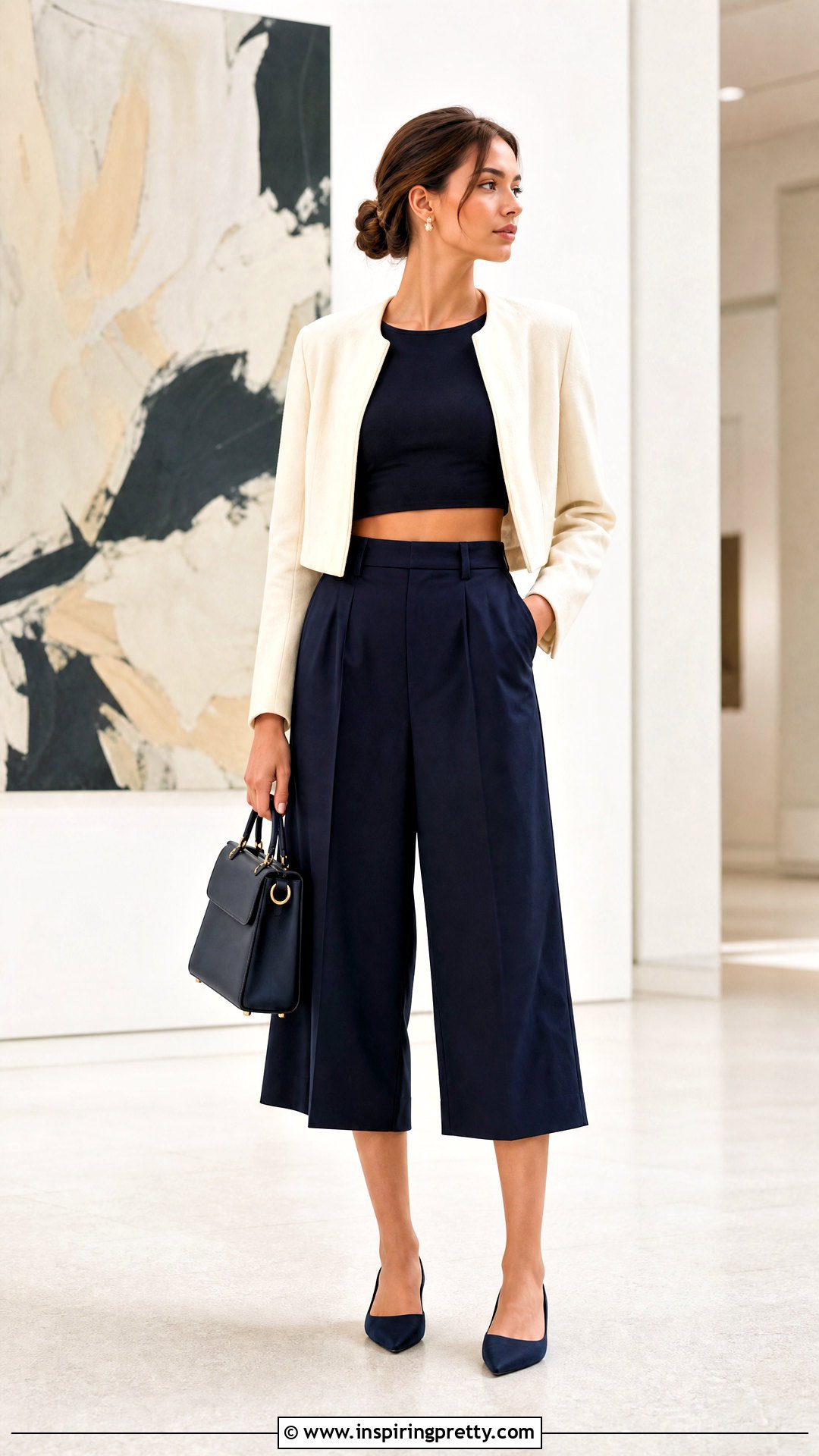 Mini Crop Top With Culottes - 50 mini crop top outfit ideas