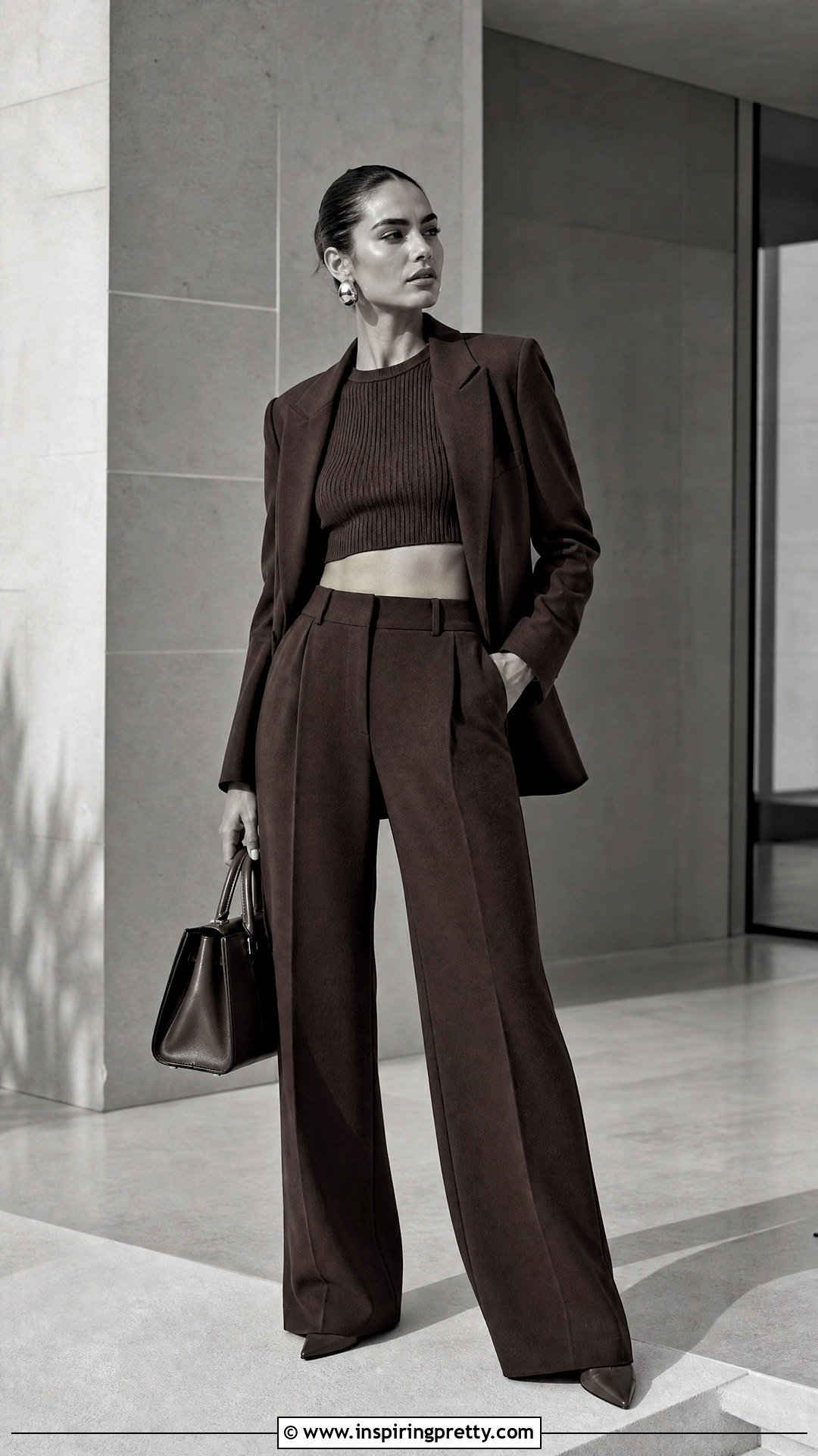 Mini Crop Top With Monochrome Pants - 50 mini crop top outfit ideas