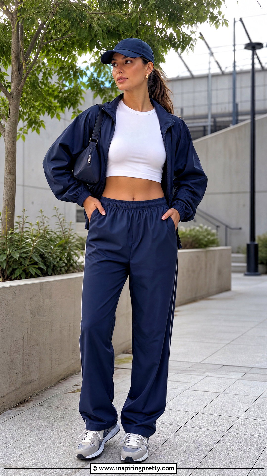 Mini Crop Top With Track Pants - 50 mini crop top outfit ideas