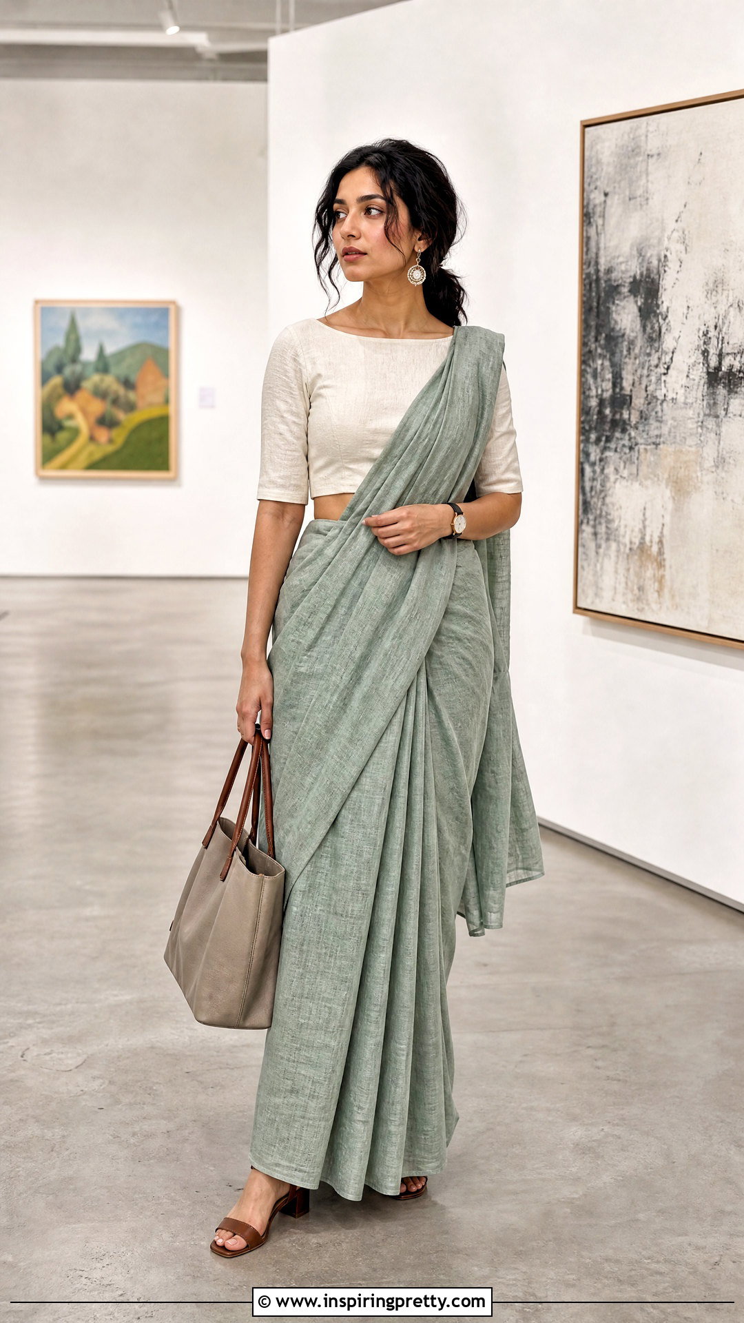 Minimal Boat Neck Crop Top Blouse With Linen Saree - 20 Crop Top Blouse Designs Latest Boat Necks