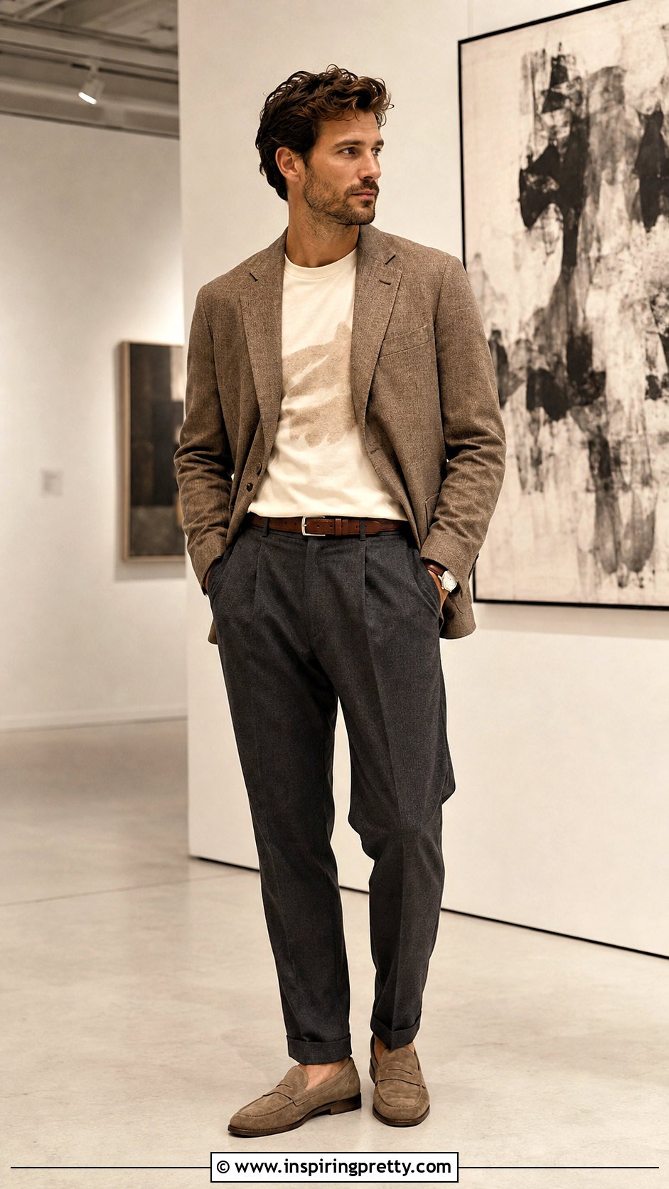 Minimal Graphic Tee With Tailored Trousers Outfit - 25 graphic tops men