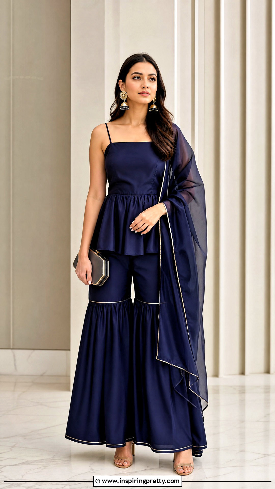 Minimal Peplum Top With Sharara - 50 peplum top with sharara outfit ideas