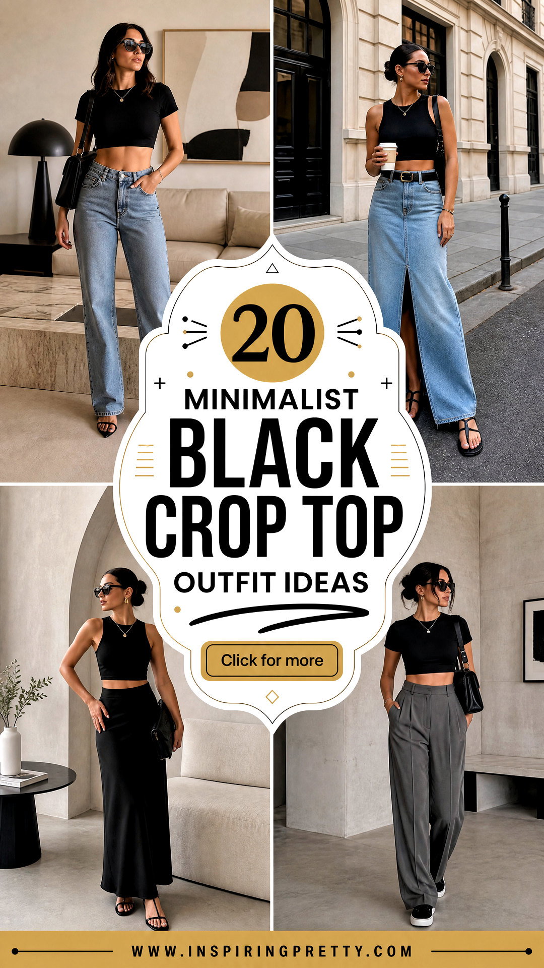 20 Minimalist Black Crop Top Outfit Ideas for Chic Days - 20 Minimalist Black Crop Top Outfit Ideas for Chic Days