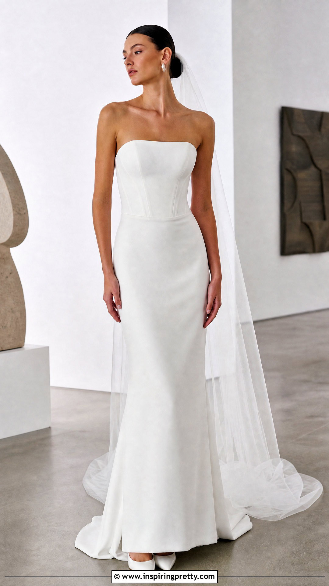 Minimalist Corset Top Crepe Dress - 50 corset top wedding dress outfit ideas