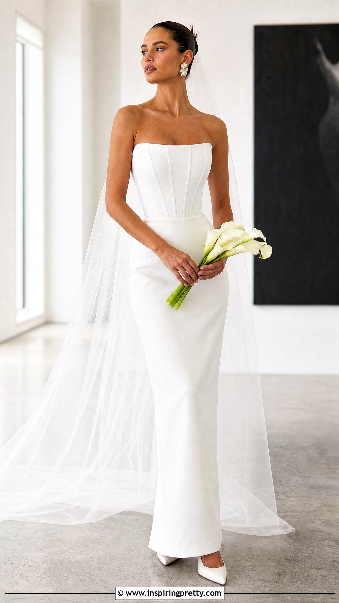Minimalist Corset Wedding Dress With Column Skirt - 50 wedding dress corset top outfit ideas