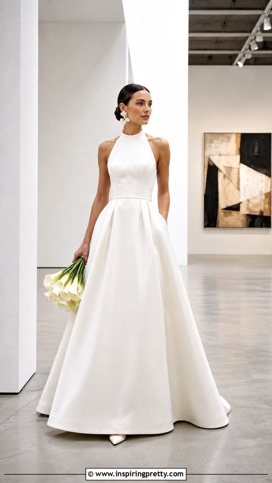 Minimalist Halter Ball Gown Wedding Dress With Sleek Bun - 25 Halter Top Ball Gown Wedding Dress outfit ideas