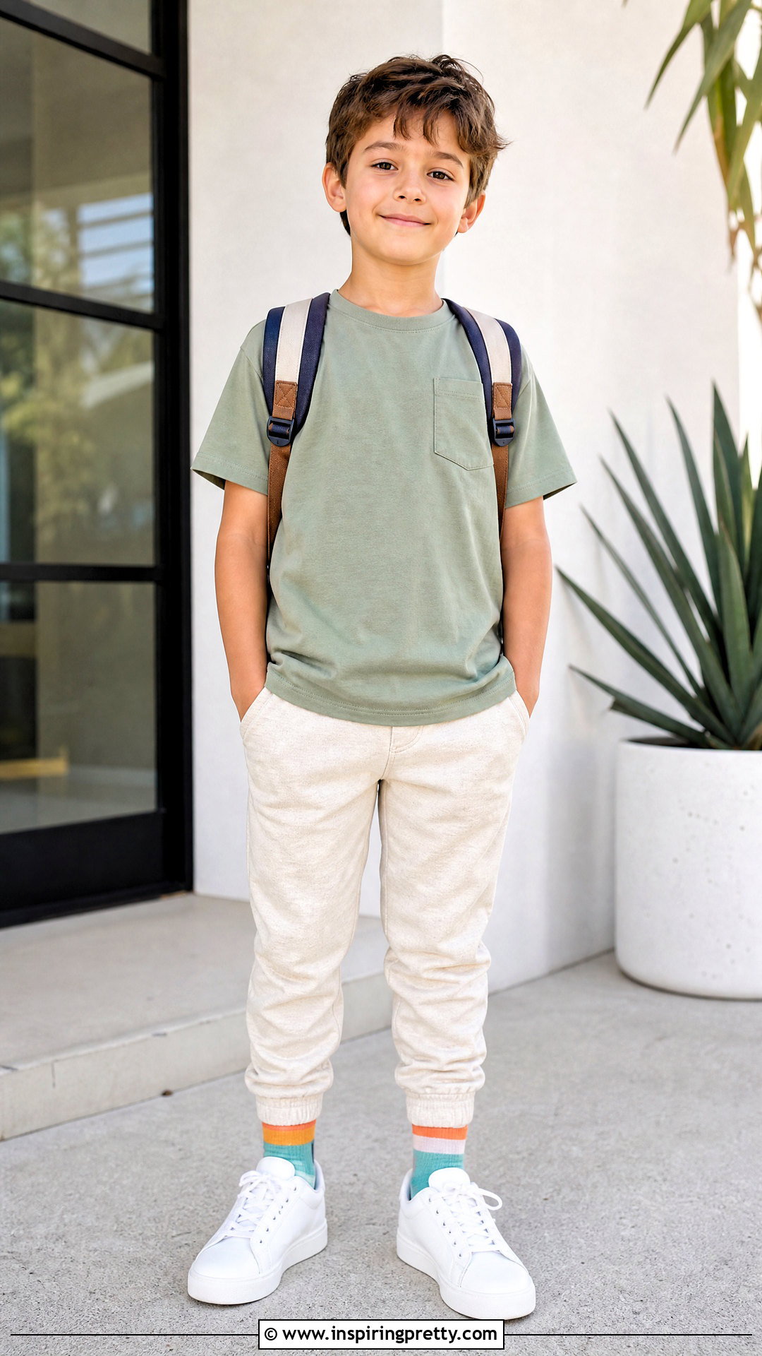 Minimalist Pocket T Shirt With Neutral Joggers - 50 latest kids top designs