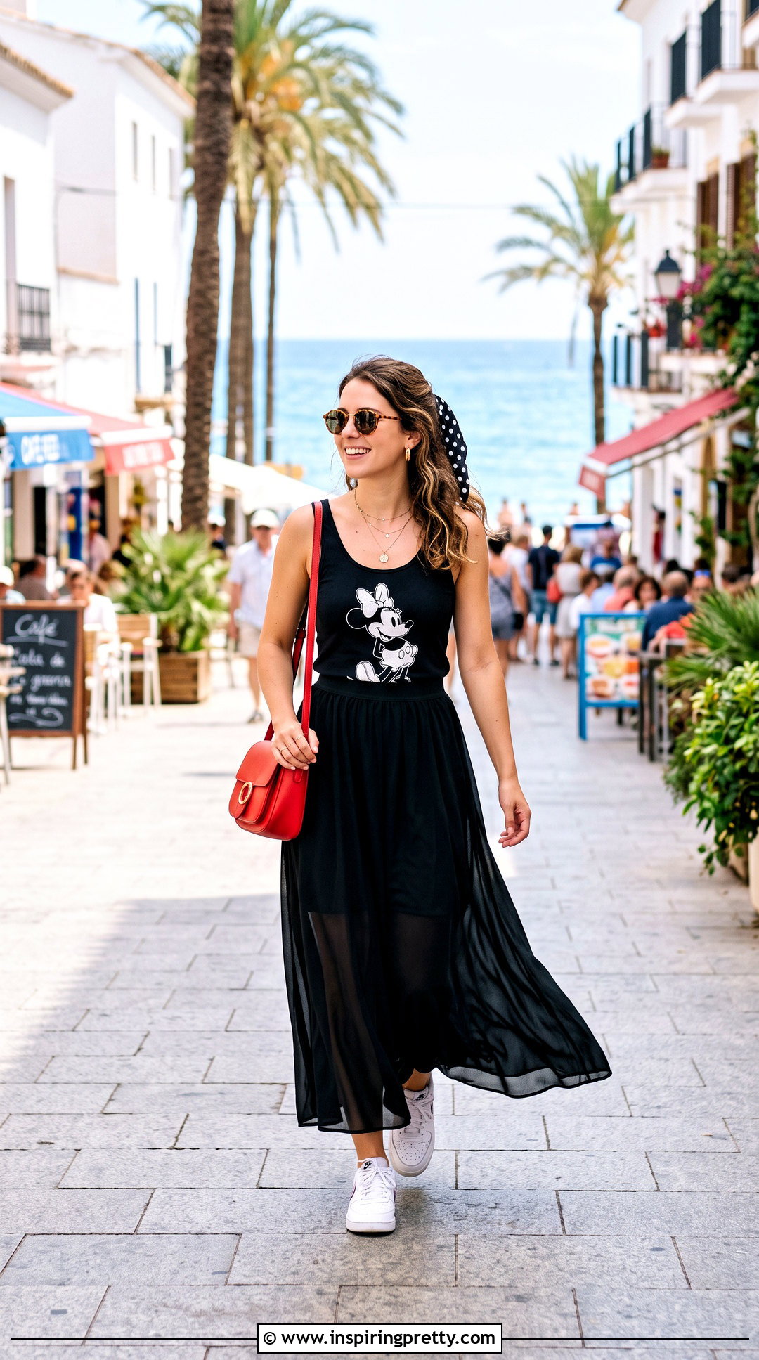 Minnie Disney Tank Top With Black Maxi Skirt - 20 disney tank top women's