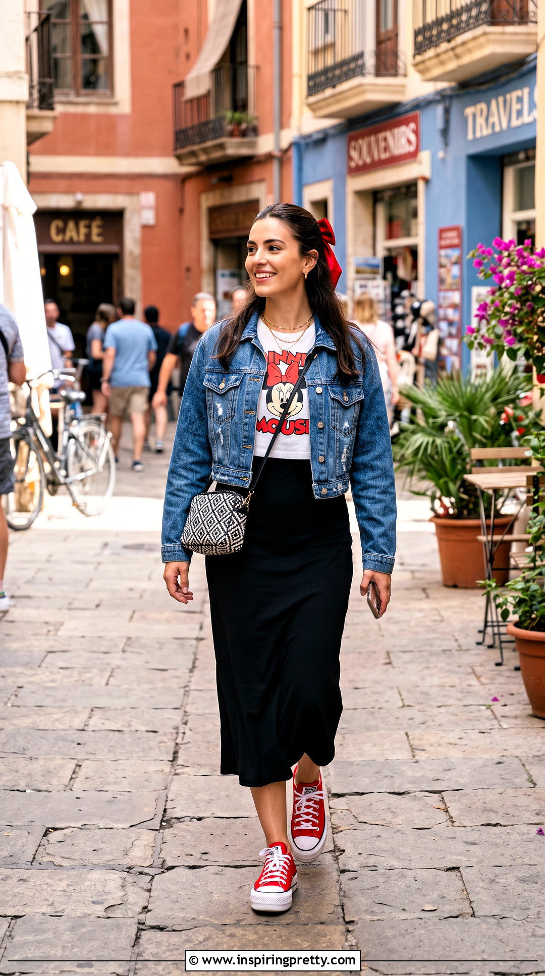 Minnie Mouse Crop Top With Black Slip Dress - 25 Minnie Mouse Crop Top outfit ideas