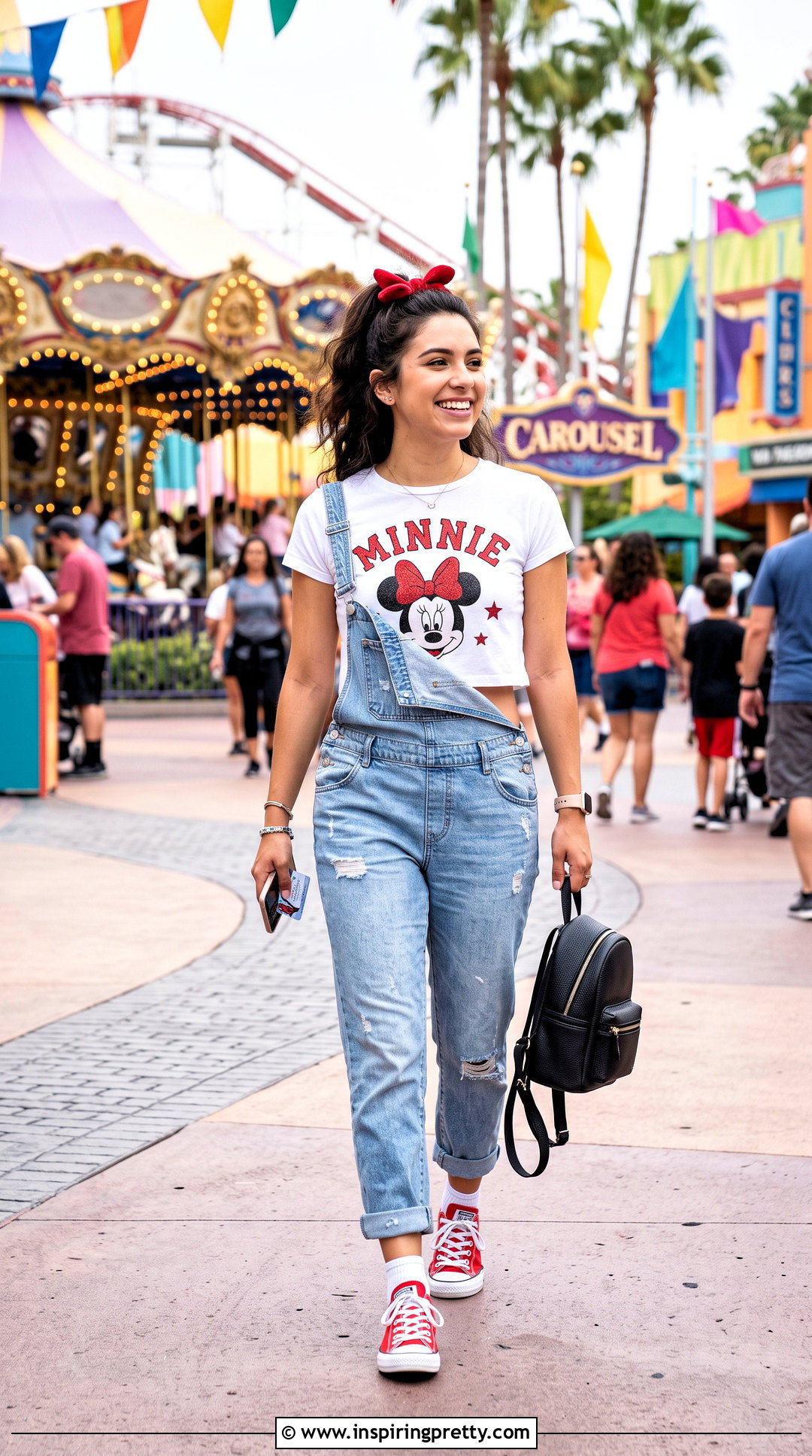Minnie Mouse Crop Top With Denim Overalls - 25 Minnie Mouse Crop Top outfit ideas
