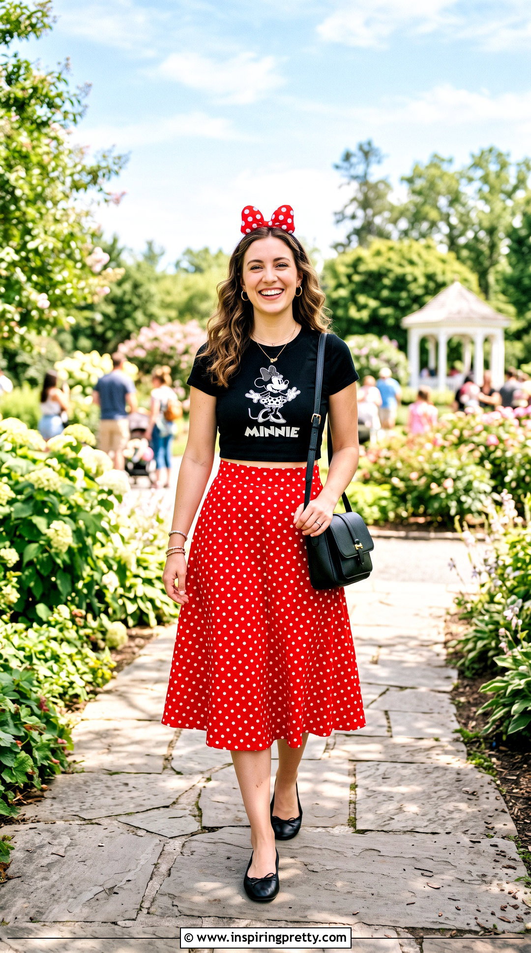 Minnie Mouse Crop Top With Red Polka Dot Skirt - 25 Minnie Mouse Crop Top outfit ideas