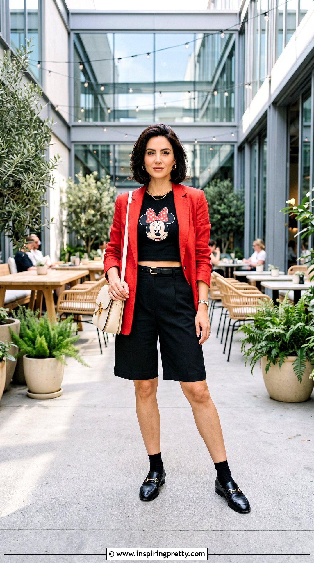 Minnie Mouse Crop Top With Tailored Shorts - 25 Minnie Mouse Crop Top outfit ideas