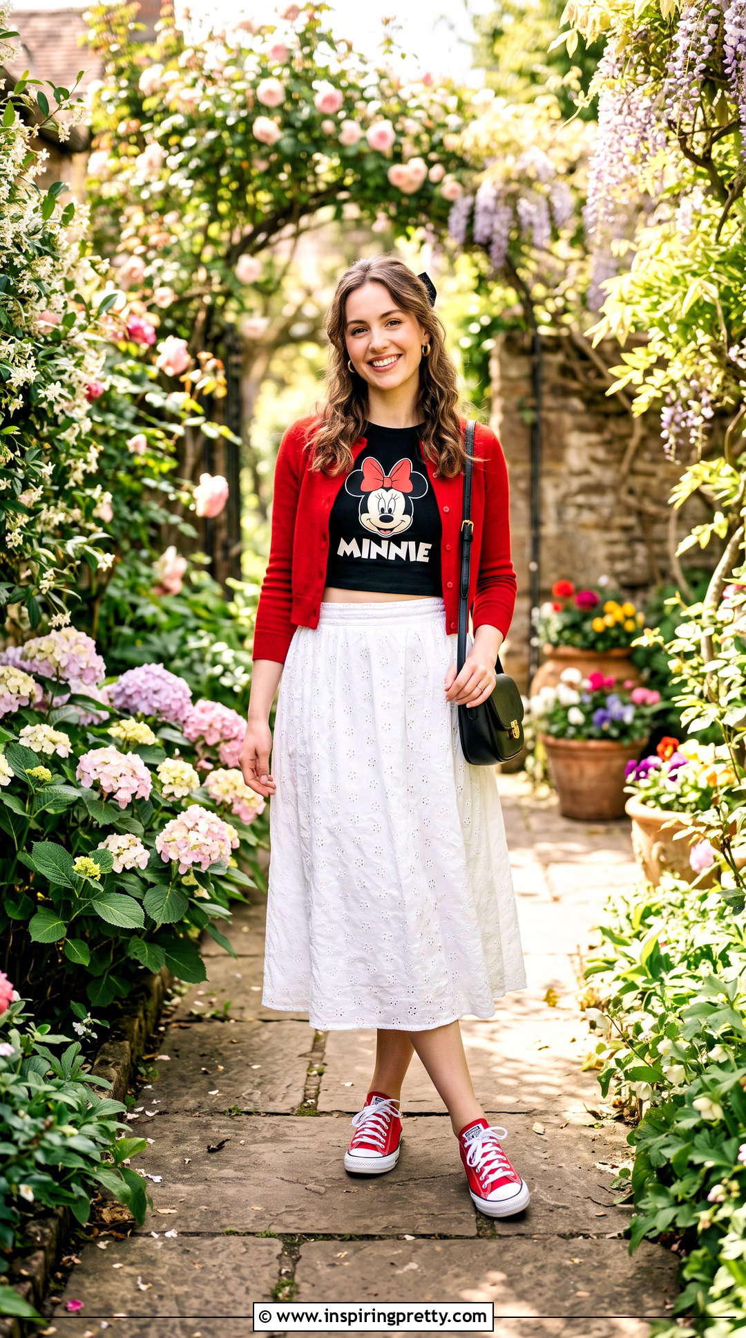 Minnie Mouse Crop Top With White Midi Skirt - 25 Minnie Mouse Crop Top outfit ideas