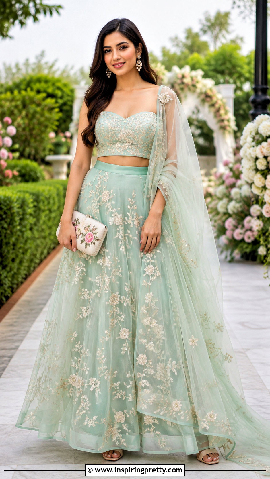 Mint Green Skirt And Crop Top For Garden Wedding - 50 skirt and crop top indian weddings
