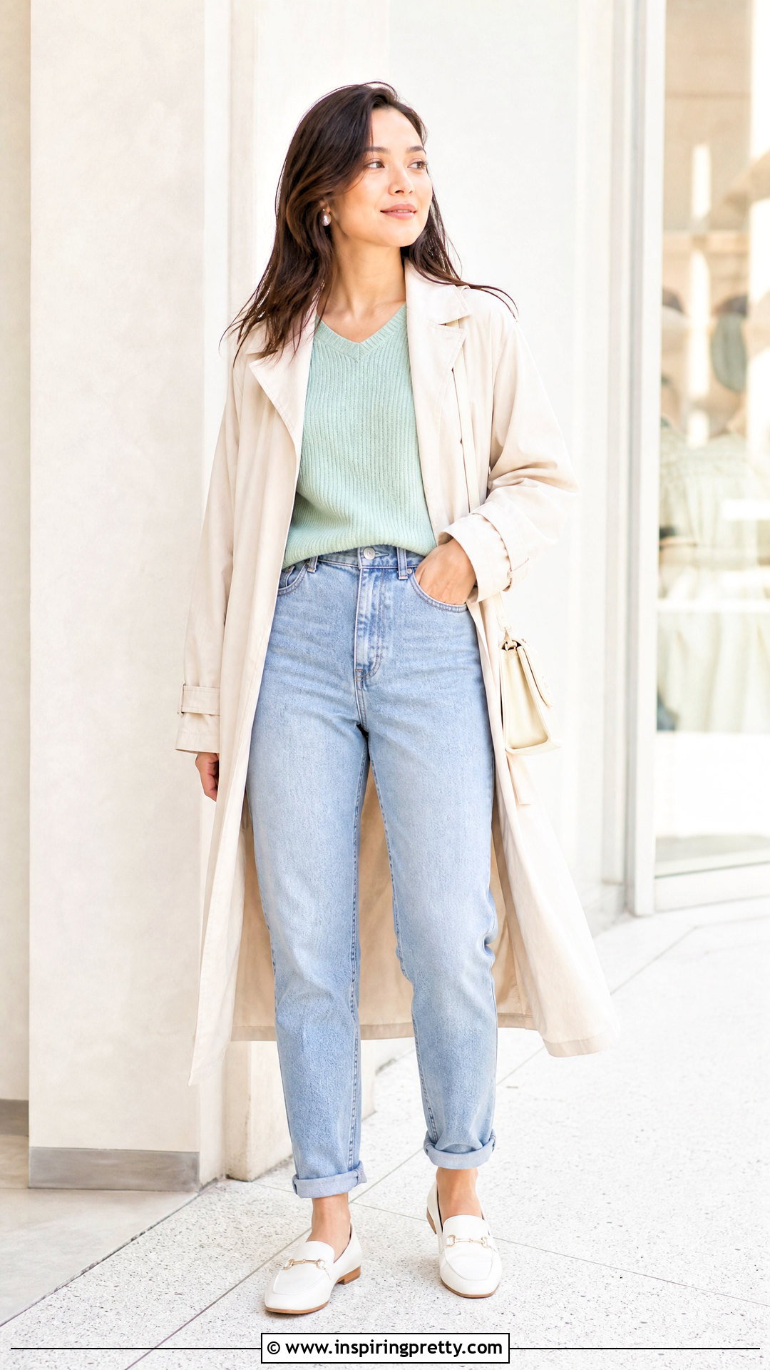 Mint Green Top With Light Wash Jeans - 50 green tops outfit ideas