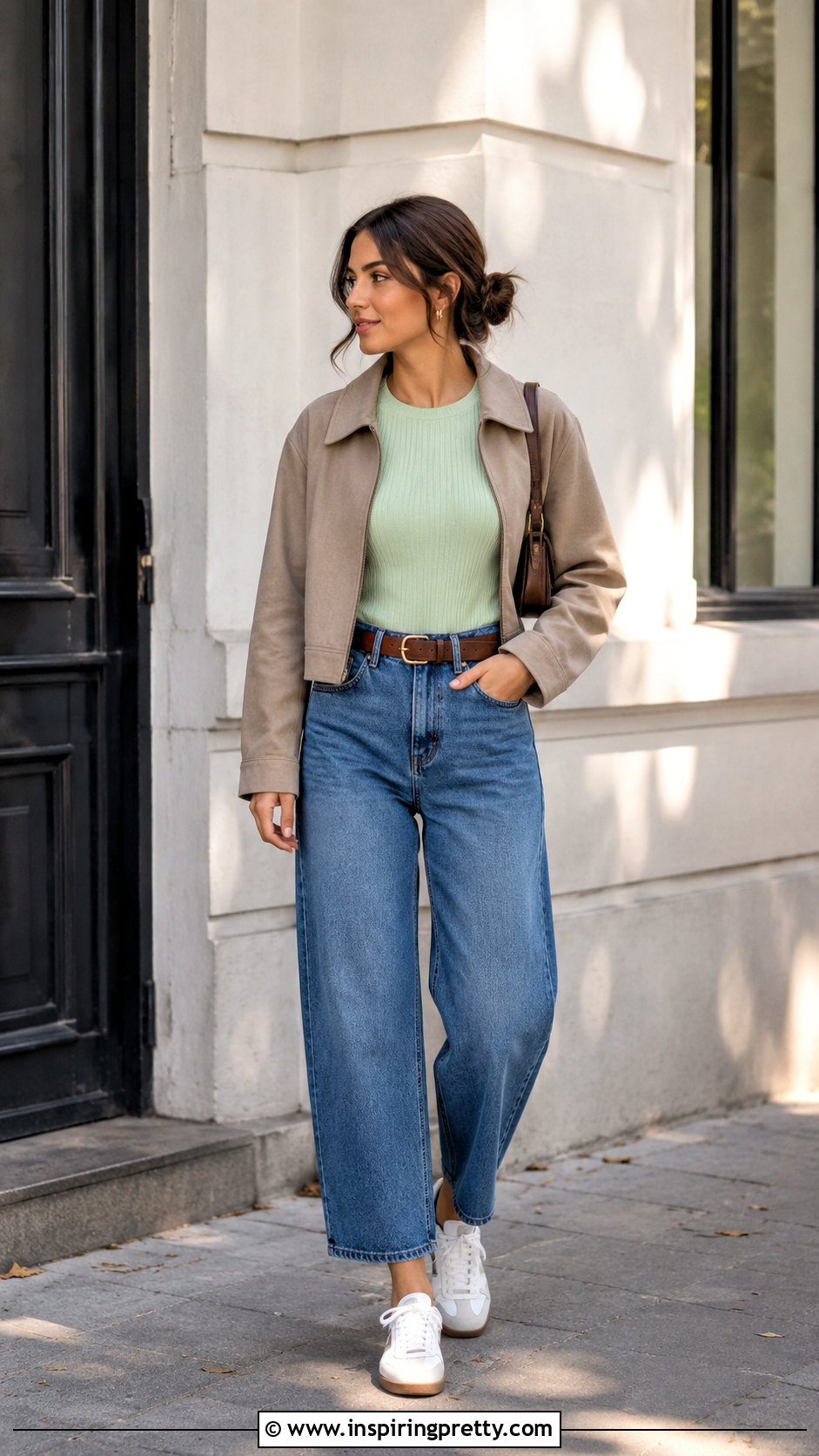 Mint Green Zara Top With Barrel Leg Jeans - 20 mint green top zara outfit ideas
