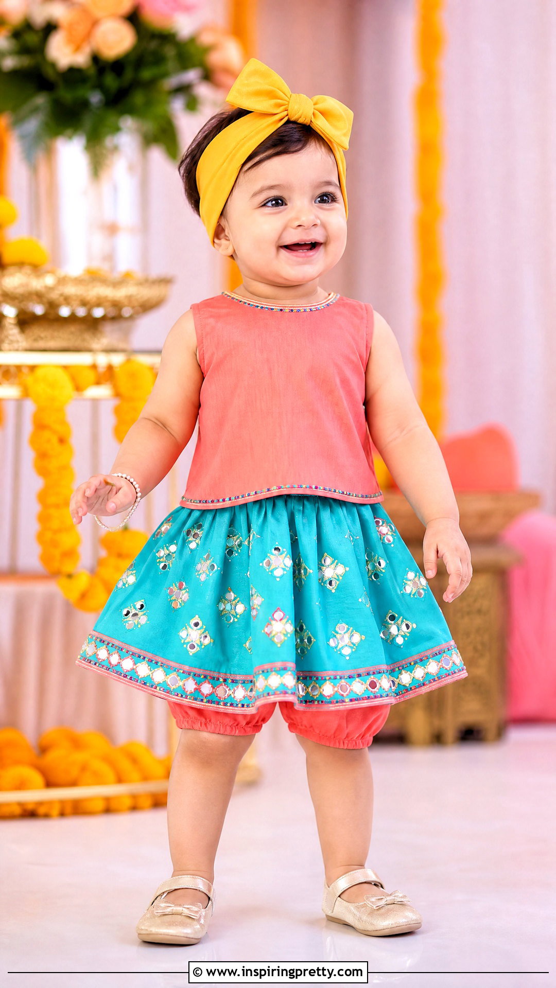 Mirror Work Baby Skirt Top Set - 50 baby skirt top designs