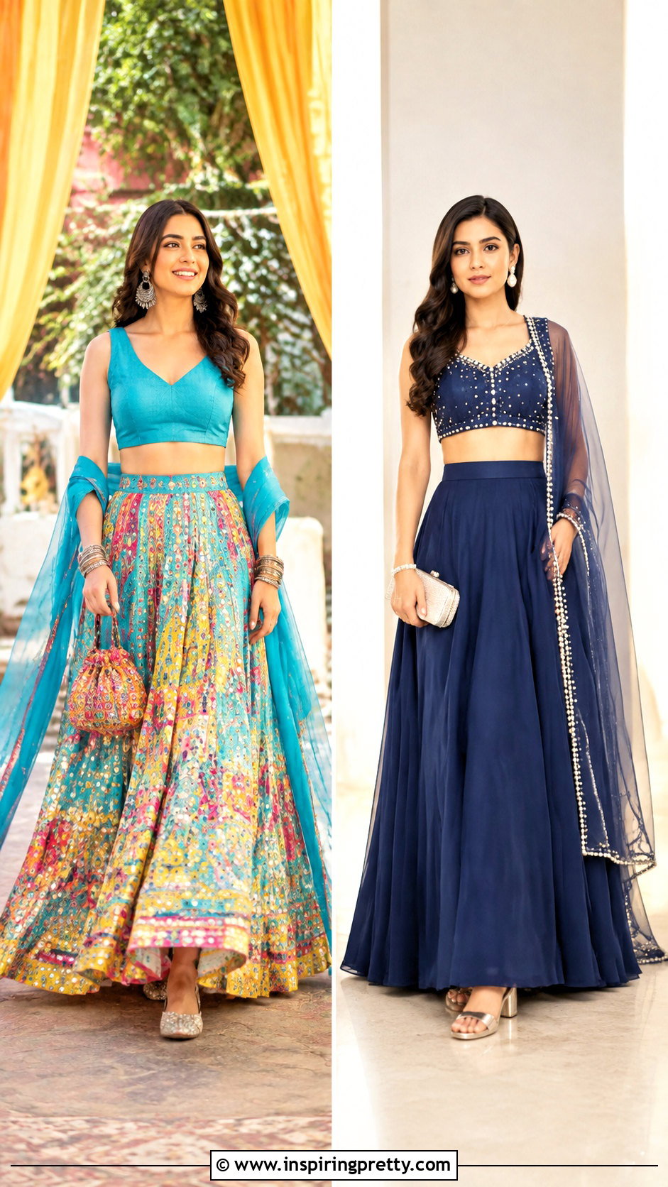 Mirror Work Crop Top Lehenga - 50 Modern Lehenga Designs Crop Tops outfit ideas