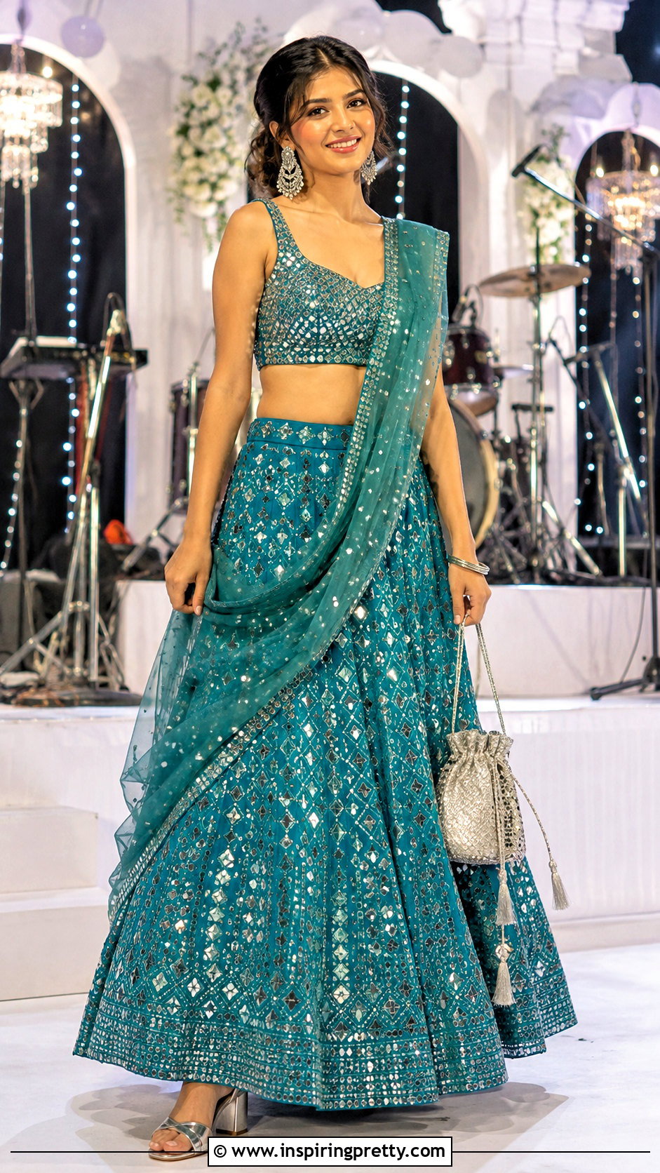 Mirror Work Skirt And Crop Top For Sangeet - 50 skirt and crop top indian weddings