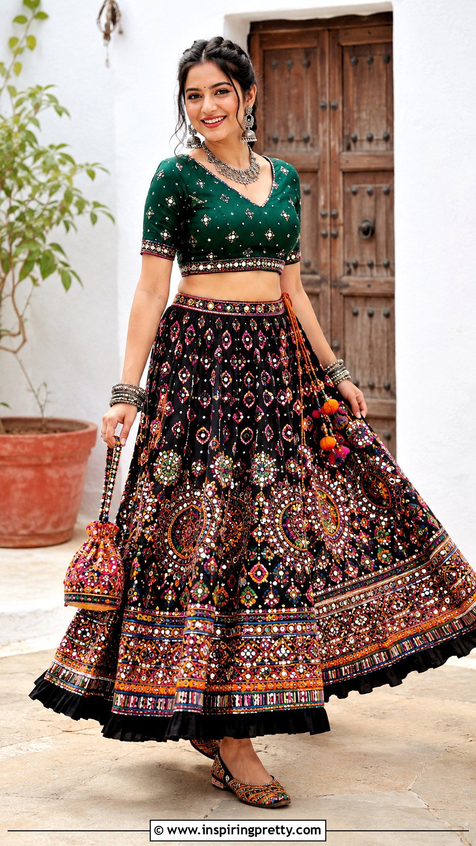 Mirror Work Skirt With Crop Top - 20 skirt with crop top indian outfit ideas