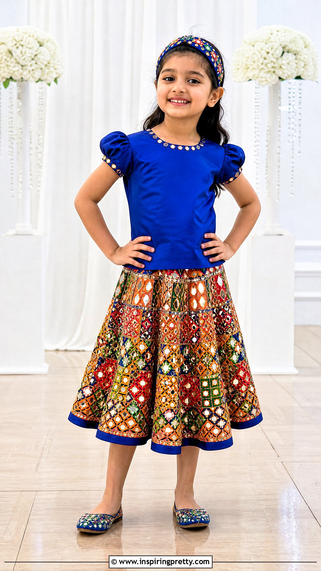Mirror Work Skirt With Plain Top - 50 kids skirt top designs