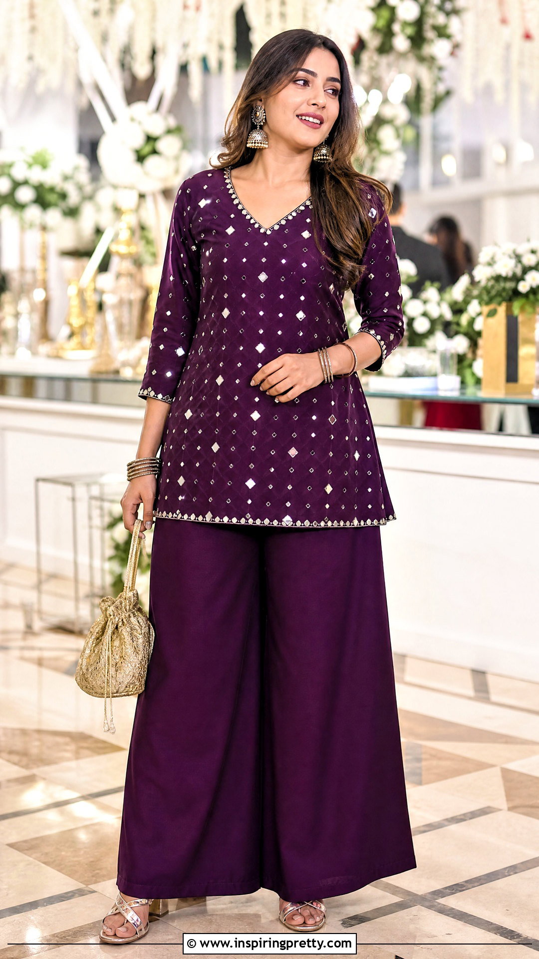 Mirror Work Top With Plazo - 50 plazo top designs
