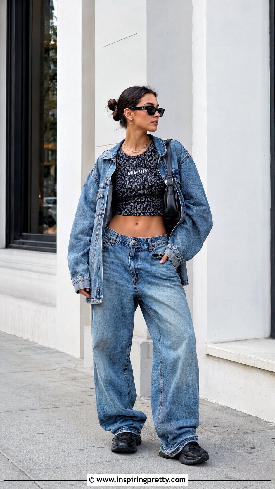 Misbhv Crop Top With Denim Jacket And Jeans - 20 Misbhv Crop Top outfit ideas