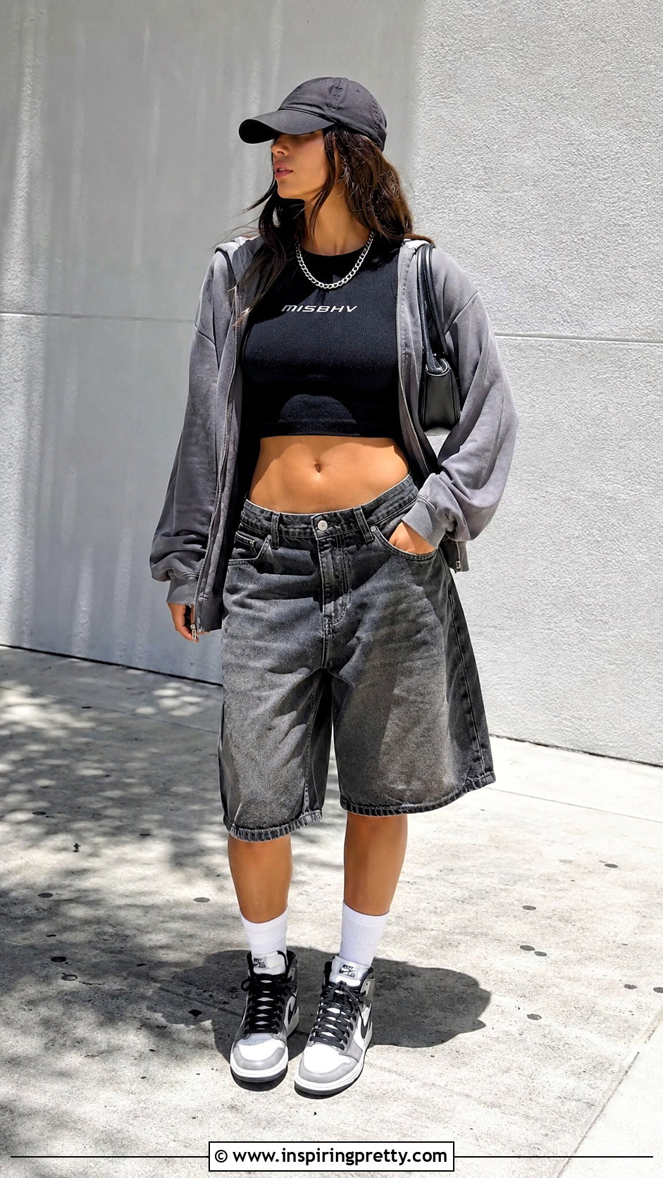 Misbhv Crop Top With Long Shorts And Sneakers - 20 Misbhv Crop Top outfit ideas