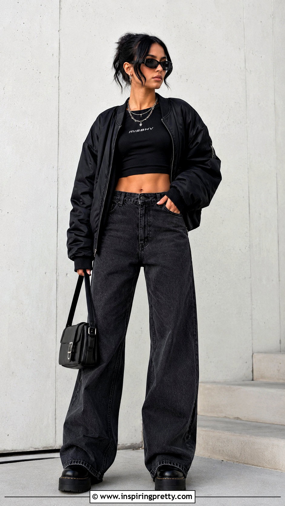 Misbhv Crop Top With Monochrome Black Layers - 20 Misbhv Crop Top outfit ideas