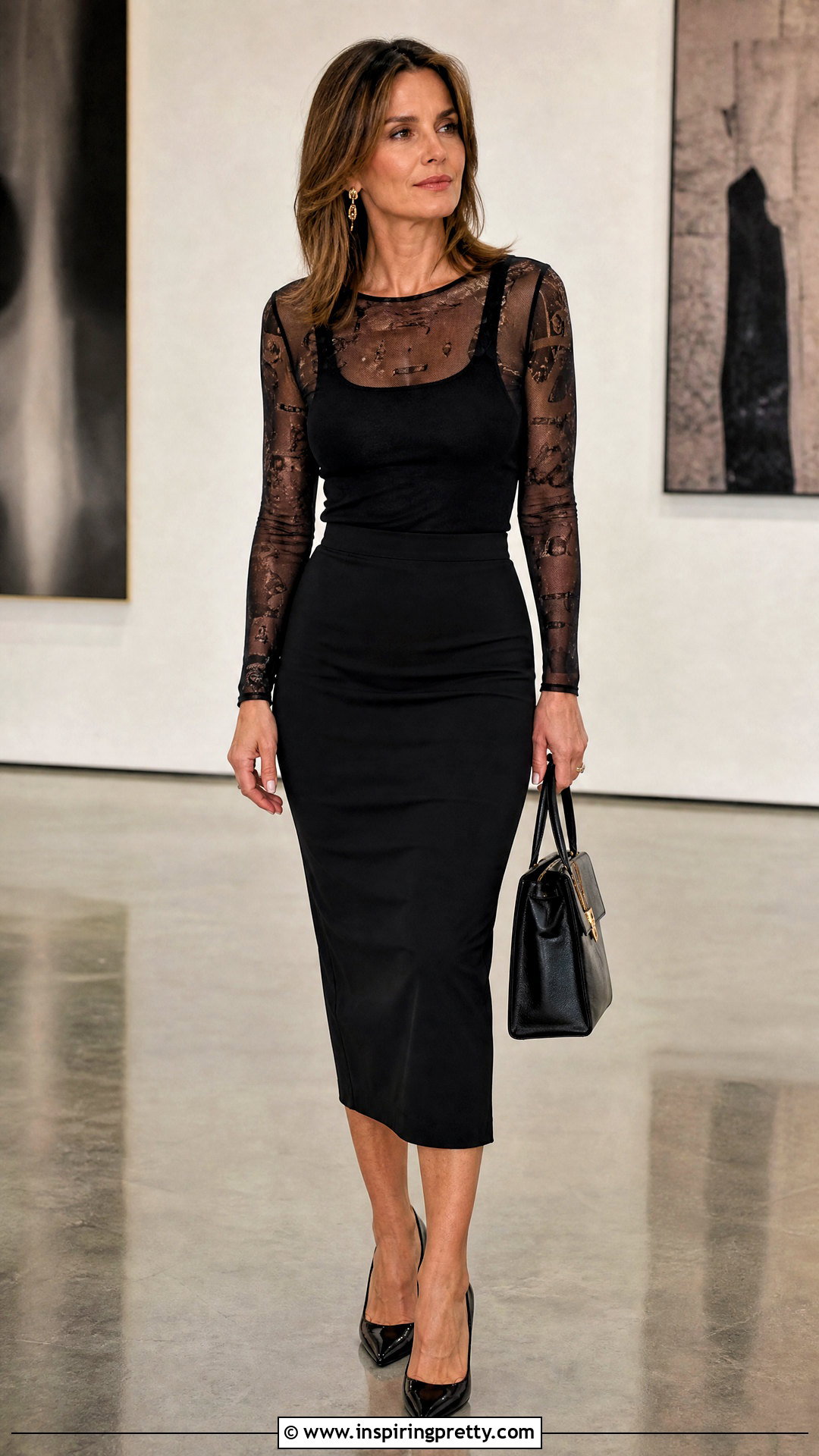 Miss Sixty Mesh Top With Pencil Midi Skirt - 25 miss sixty mesh top outfit ideas